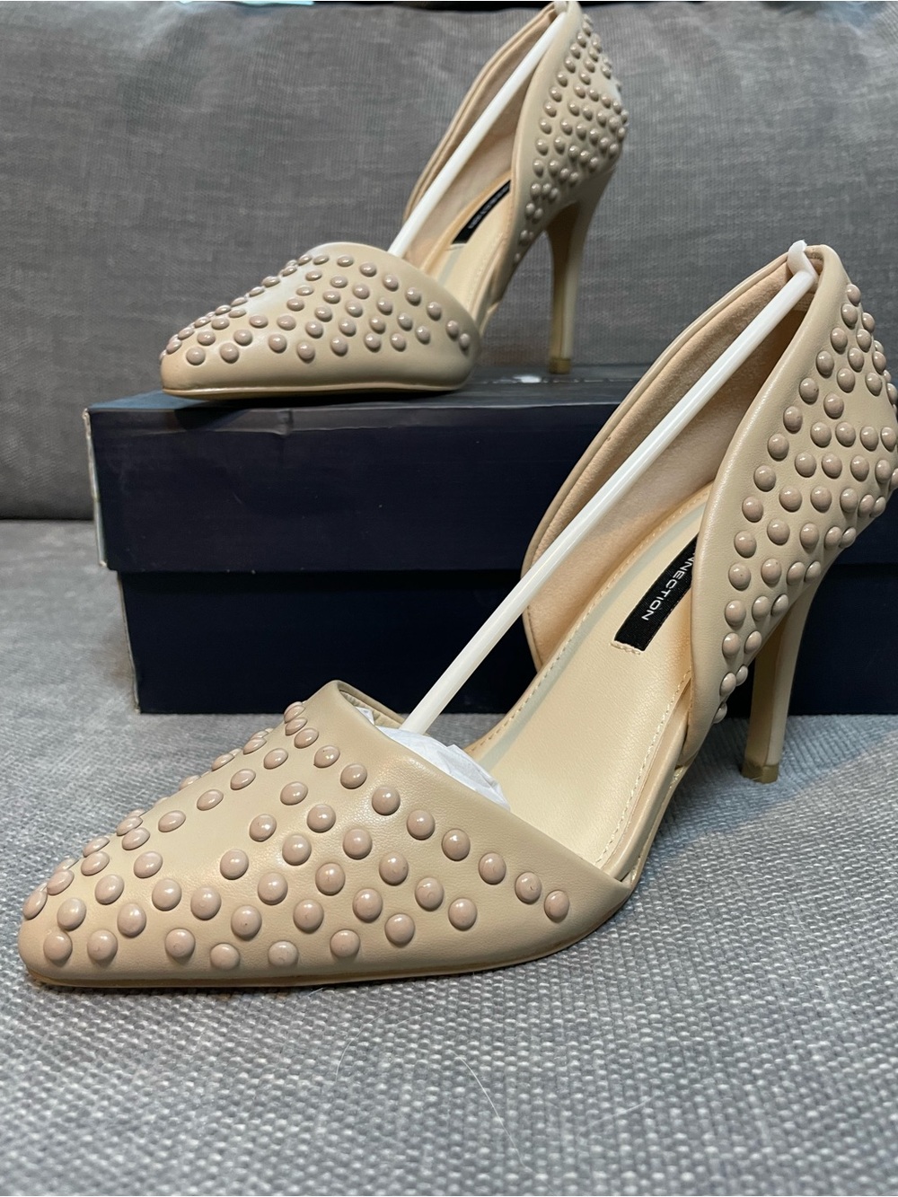 French Connection Beige Studded  Pointed Heels